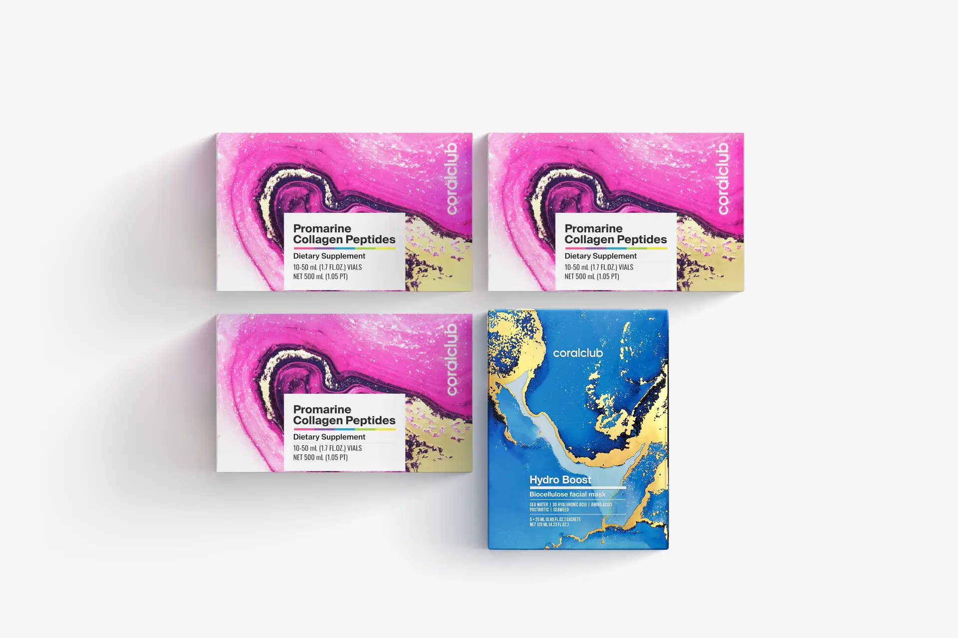 Promarine Collagen Peptides komplekt (1 kuu kuur) & Hydro Boost Biocellulose Facial Mask (5 pakikest)